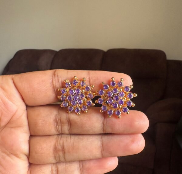 Premium quality one gram gold 2 in 1 stone stud