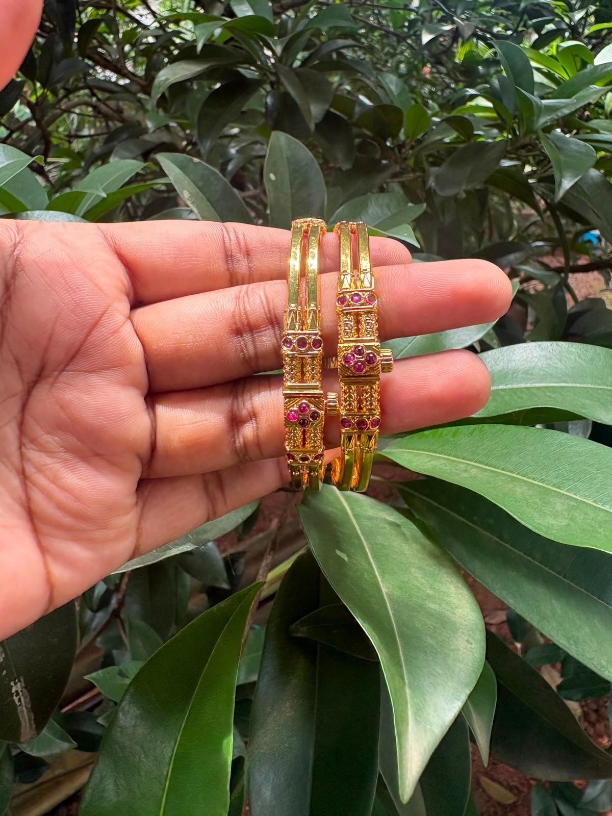 Coorgi Screw Bangle | Traditional One Gram Gold Finish Designer Bangle