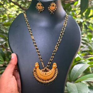 Elegant Black Crystal Beads Double Layer Necklace Set