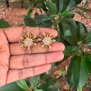 Premium quality one gram gold 2 in 1 stone stud