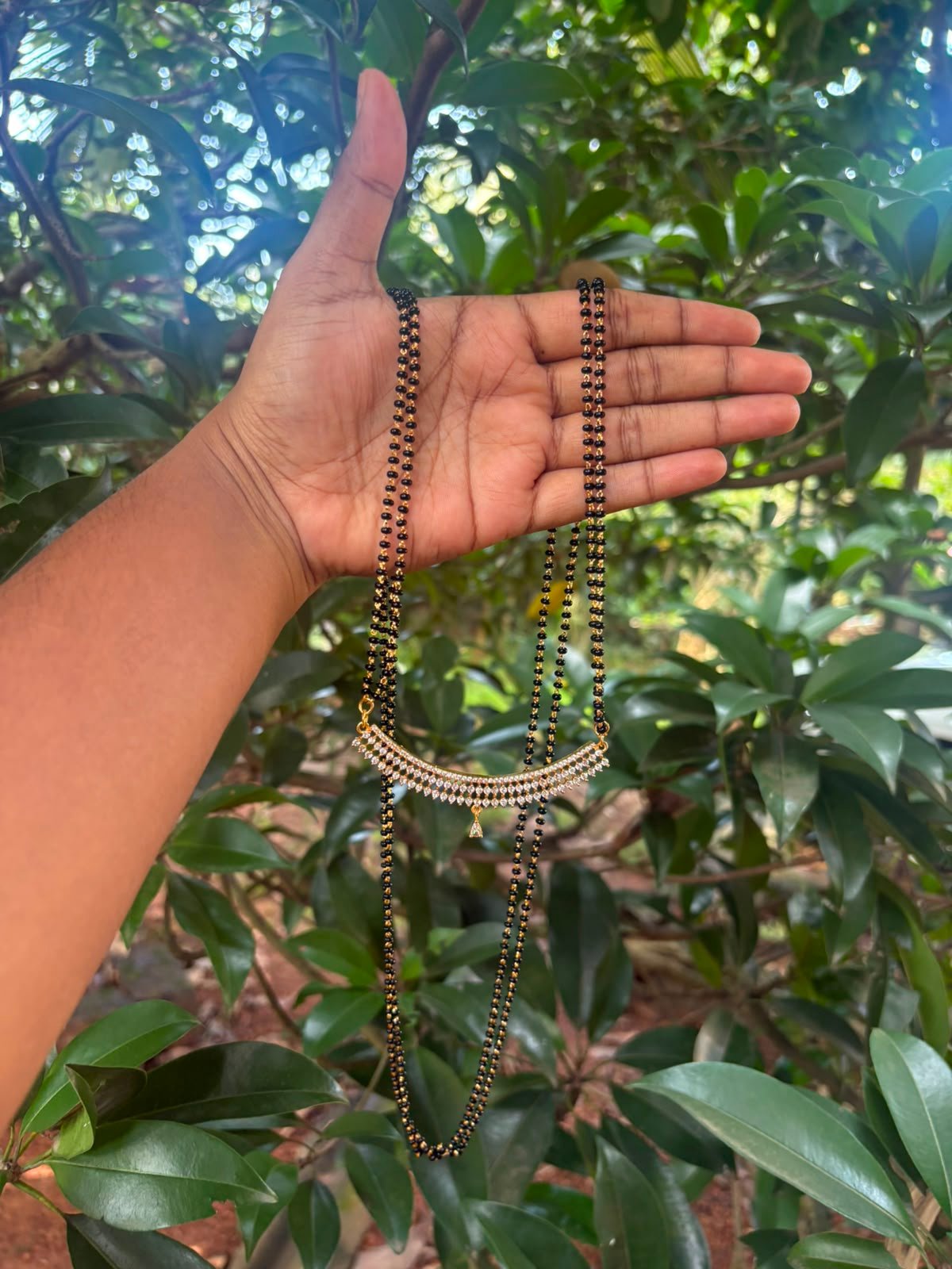 Zero Beads Karimani with Big Stone Pendant-36 inch