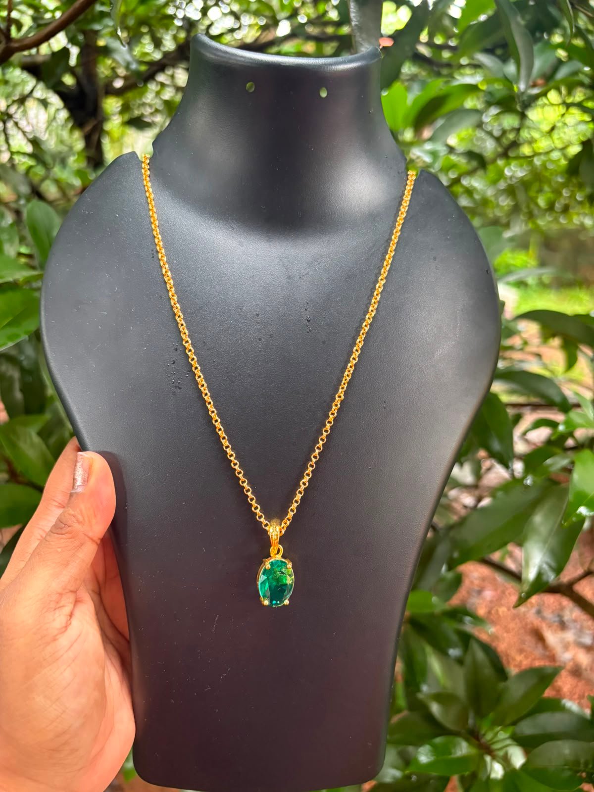 Simple Chain with Stone Pendant-18"