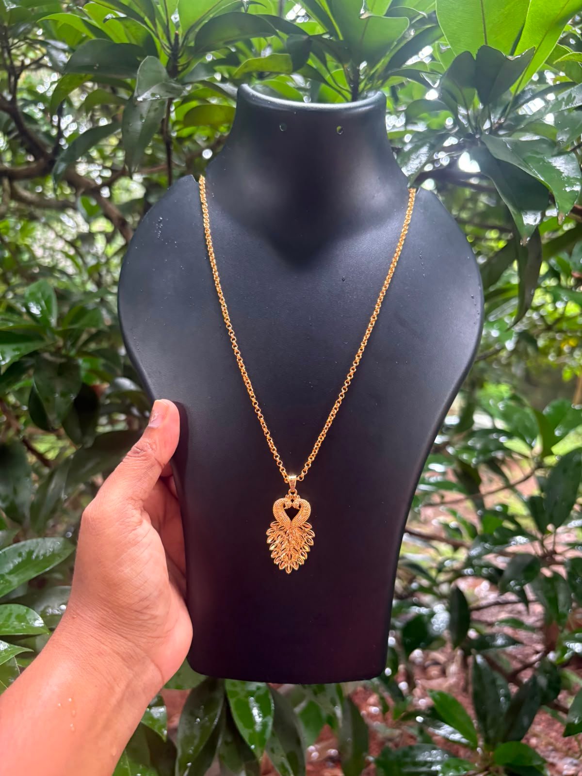 Simple Chain with Double Peacock Pendant