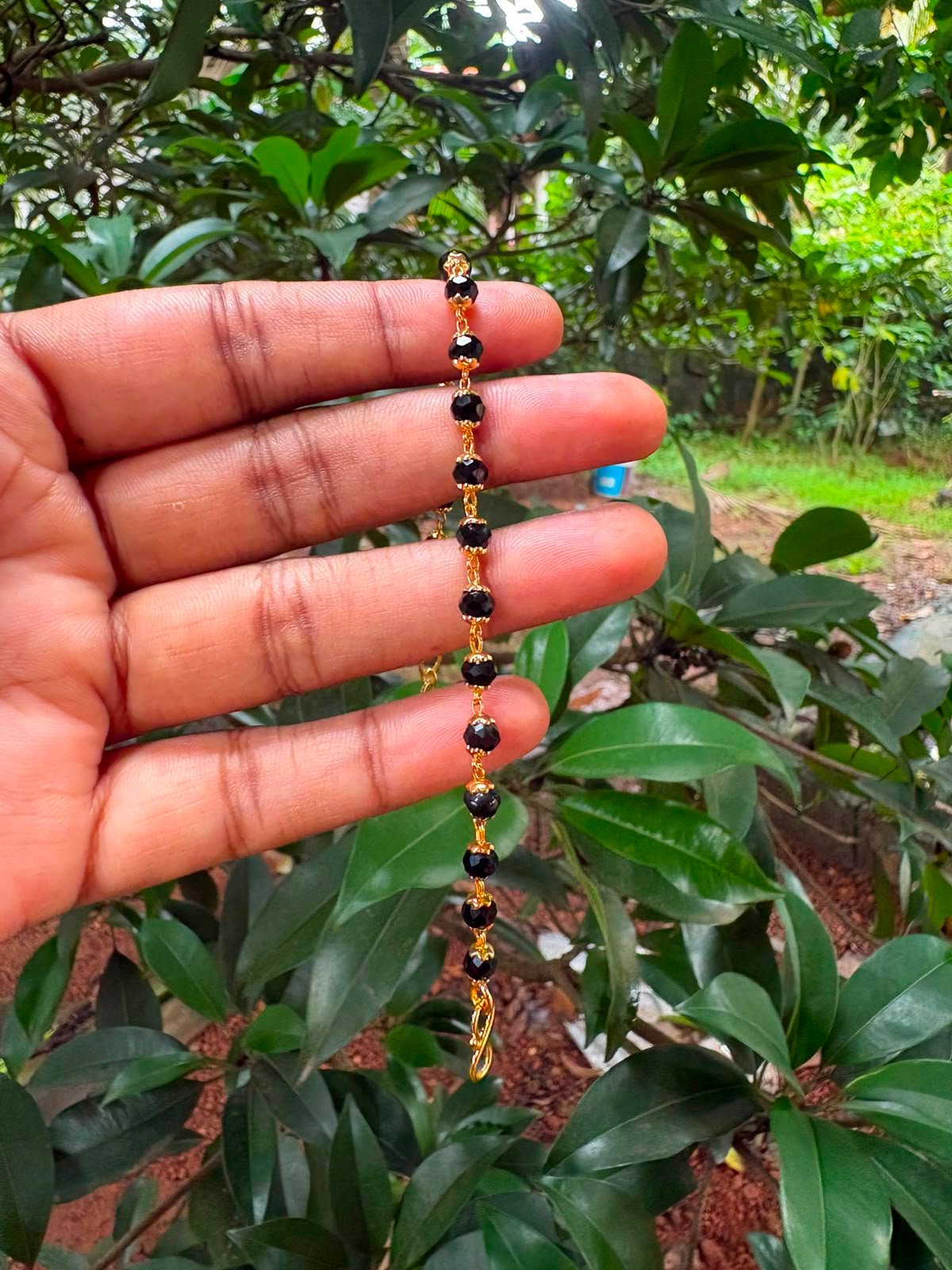 Crystal Black Beads Bracelet