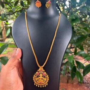 Elegant Laxmi Pendant Chain with Matching Studs