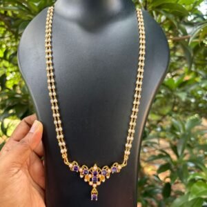 Pearl Chain with Lavender Pearl Stone Pendant | Trending Elegant Jewellery Necklace for Women