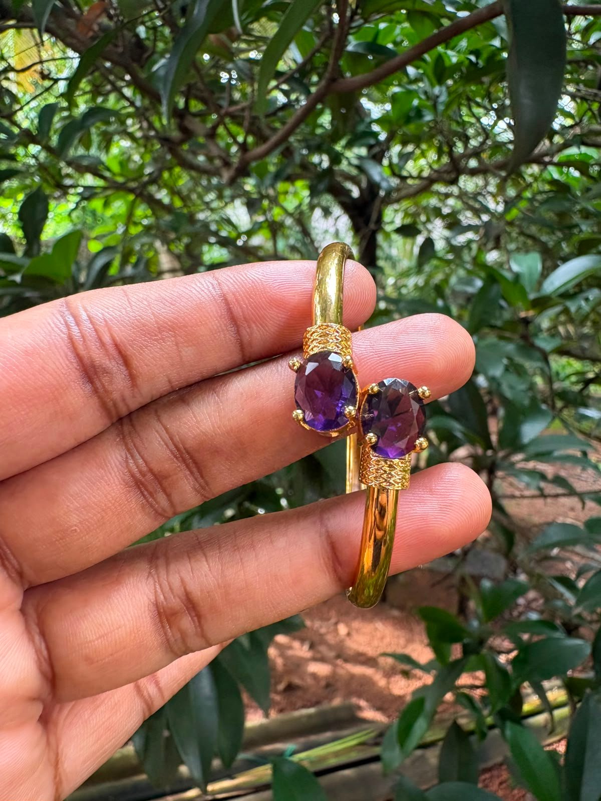 Purple Stone Openable Kada | Stylish Traditional Bangle for Women